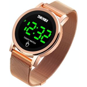 SKMEI 1668 Ronde wijzerplaat LED Digitaal Display Elektronisch Horloge met Touch Luminous Button (Rose Gold)