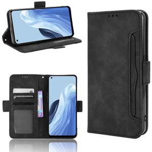 For OPPO Reno7 A Skin Feel Calf Texture Card Slots Leather Phone Case(Black)