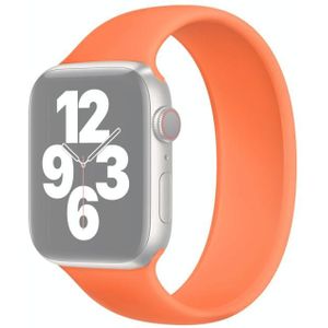 For Apple Watch Series 6 & SE & 5 & 4 40mm / 3 & 2 & 1 38mm Solid Color Elastic Silicone Replacement Wrist Strap Watchband  Size:M 143mm (Gold Orange)