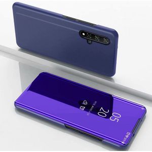 Galvaniseren spiegel horizontale Flip lederen case voor Huawei Honor 20 met houder (violet blauw)