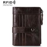 FX-199 lederen retro mannen dubbele rits korte portemonnee anti-rfid casual portemonnee portemonnee