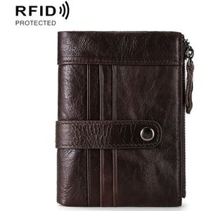 FX-199 lederen retro mannen dubbele rits korte portemonnee anti-rfid casual portemonnee portemonnee