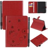 Voor Amazon Kindle Paperwhite 4 (2018) / 3 / 2 / 1 Cat Bee Embossing Pattern Shockproof Table PC Protective Horizontal Flip Leather Case met Card Slots & Pen Slot & Sleep / Wake-up Function(Red)