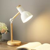 T1062 Dormitory Eye Protection Desk Lamp Bbedroom Bedside Wood Lamp  Krachtbron: EU Plug(White)