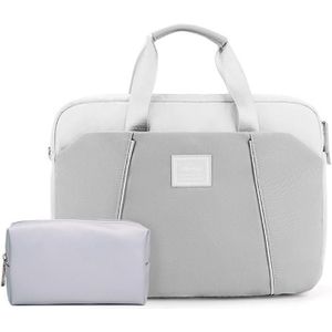 15.6 inch Computer Handheld Messenger Bag voor Apple MacBook / Huawei / Xiaomi / Basne (Ladderhand grijs + grijs PU-voedingspakket)
