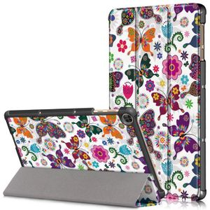 Voor Honor Pad 7 inch/X8/X8 Lite Custer Painted Painted 3-folding Holder Tablet PC Leather Case (Vlinder)