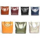 L4002 trendy casual tote bag schouder vrouwen tas (retro zwart)