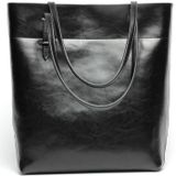 L4002 trendy casual tote bag schouder vrouwen tas (retro zwart)
