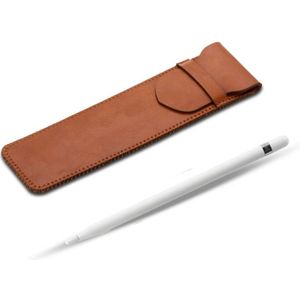 HQ21 Crazy Horse textuur Apple pencil plug-in capacitieve pen beschermende case voor iPad Pro  met cover pen geval (licht bruin)