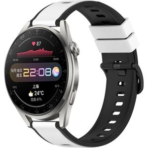 Voor Huawei Watch 3 Pro 22 mm tweekleurige siliconen horlogeband (wit + zwart)