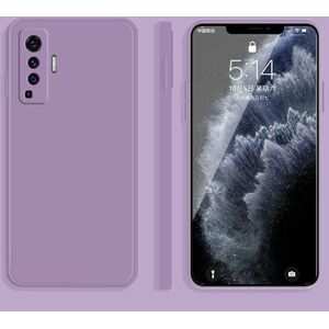 Voor vivo X50 solid color imitatie vloeibare siliconen rechte rand dropproof volledige dekking beschermende case (paars)