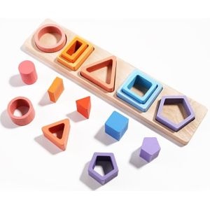 Kinderen geometrische vormen kleuraanpassing bouwstenen kolommen speelgoed (15 in 1 kleurverloop)