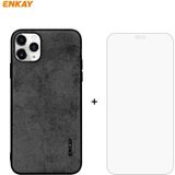 Voor iPhone 11 Pro ENKAY ENK-PC0292 2 in 1 Business Series Fabric Texture PU Leather + TPU Soft Slim Case Cover & 0 26mm 9H 2.5D Tempered Glass Film(Black)