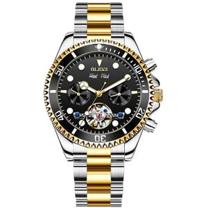 OLEVS 6605 heren multifunctioneel waterdicht mechanisch horloge (zwart + goud)