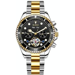 OLEVS 6605 heren multifunctioneel waterdicht mechanisch horloge (zwart + goud)