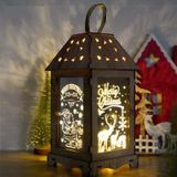 Houten kerstdecoratie Wind Lantern LED Lichtgevende ornamenten Draagbare Lantaarn Vakantie Lichten  Grootte: L (B Elk)