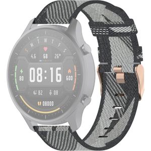 22mm Stripe Weave Nylon Polsband horlogeband voor Xiaomi Mi Watch Color  Garmin Vivoactive 4 (Grijs)
