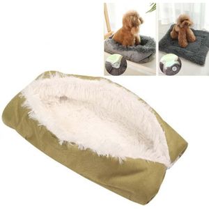 Kennel Dog Mat Dual-Use Winter Warme Kattenbakvulling  Grootte:70x80cm (Geel Wit)