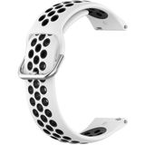 Voor Garmin Forerunner 245 Music 20 mm geperforeerde ademende sport siliconen horlogeband (wit + zwart)