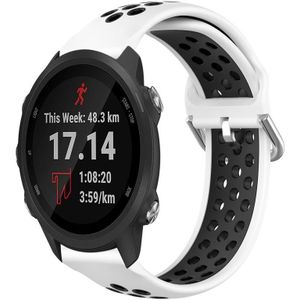 Voor Garmin Forerunner 245 Music 20 mm geperforeerde ademende sport siliconen horlogeband (wit + zwart)