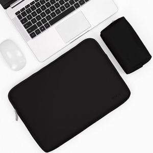 BAONA BN-Q001 PU-lederen laptoptas  kleur: middernacht zwart + power tas  maat: 16/17 inch