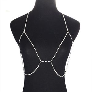 Sexy sprankelende strass halterketting Bikini Beach Body Chain (zilver SKU2559)