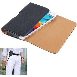 Universeel Portemonnee stijl Litchi structuur PU leren Flip Hoesje met riemclip voor o.a. iPhone 6 & 6S, Samsung Galaxy S5 / G900 (zwart)