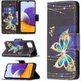 Voor Samsung Galaxy A22 5G Gekleurde Tekening Horizontale Flip Lederen Case met Houder & Card Slots & Portemonnee (Big Butterflies)
