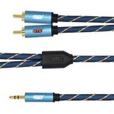 EMK 3.5mm Jack Male to 2 x RCA Male Gold Plated Connector Speaker Audio Cable  Cable Length:2m(Dark Blue)