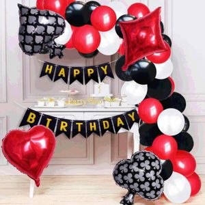 Speelkaarten Ballon decoratie ronde Latex Aluminium Folie Ballon decoratie Set Speelkaarten Ballon Partij Decoratie