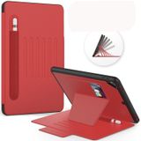 Voor iPad 9.7 Multifunctionele Tablet PC Beschermleerhoes met Bracket & Card Slots & Pen Slot & Wake-up / Sleep Function(Red)