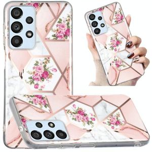 Voor Samsung Galaxy A32 4G gegalvaniseerd marmer patroon TPU telefoonhoesje (roze roze wit)