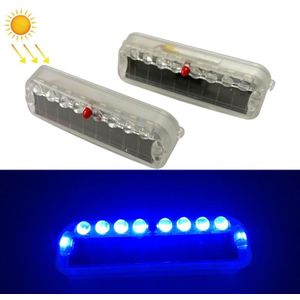 2 pc's LED Solar Decoratieve Night Vibration Lighting WAARSCHUWING STROBE LAMP (BLAUW)