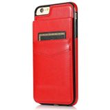 Solid Color PC + TPU beschermhoes met houder en kaartsleuven voor iPhone 6 (rood)