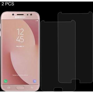 2 stuks voor Galaxy J7 (2017) (Amerikaanse versie) 0.3mm 9H oppervlaktehardheid 2.5D Explosieveilig niet-volledig scherm getemperd glas scherm Film