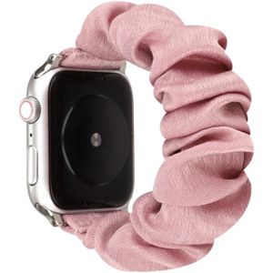 Voor Apple Watch Series 5 & 4 44mm / 3 & 2 & 1 42mm Doek + Stainless Steel Hair Ring Watchband(Lichtrood)