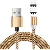 2 in 1 USB naar Micro USB + USB-C / Type-C Magnetic Metal Connector Nylon Two-color Gevlochten magnetische datakabel  kabellengte: 1m (Goud)