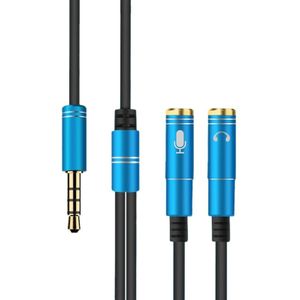 2 in 1 3 5 mm man tot dubbele 3 5 mm vrouwelijke TPE high-elastische audiokabelsplinter  kabellengte: 32cm (blauw)