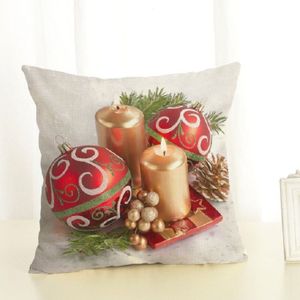 Kerst decoratie katoen en linnen kussen Office Home kussen zonder kussen  grootte: 45x45cm (gouden kaars)