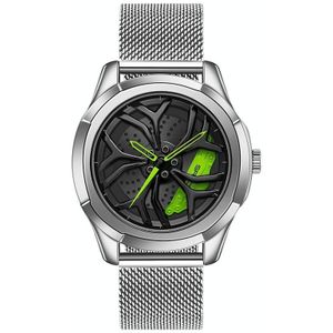 Sanda 1065 3D-uitgehold wiel niet-roteerbaar wijzerplaat Quartz horloge voor mannen  stijl: Mesh riem