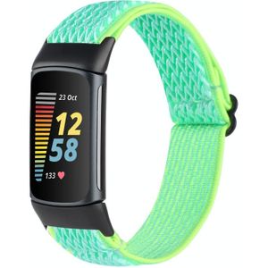 Voor Fitbit Charge 5 Buckle Wave gevlochten nylon horlogeband