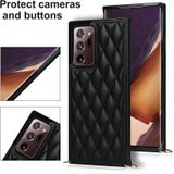 Voor Samsung Galaxy Note20 Ultra Elegant Rhombic Pattern Microfiber Leather + TPU Shockproof Case met Crossbody Strap Chain (Black)