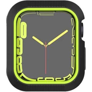 Shockproof PC Protective Case For Apple Watch Series 7 45mm / 6&SE&5&4 44mm / 3&2&1 42mm(Black + Yellow)