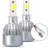 2 stuks H3 18W 1800 LM 8000K IP68 CANbus constante huidige auto LED-koplamp met 2 COB-lampen  DC 9-36V (ijsblauw licht)