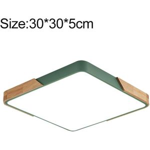 Wood Macaron LED Square Ceiling Lamp  3-Colors Light  Size:30cm(Green)