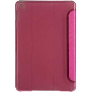 Transformatoren stijl Silk textuur horizontale Flip effen kleur lederen draagtas met houder voor iPad mini 4(Magenta)
