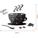 2 Sets Home DIY 3D Stereo Stereo Decoratieve Fashion Coffee Wall Clock Acryl Spiegel Muur Sticker Koffieklok (Licht Goud)