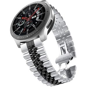 22mm Voor Huawei Watch GT 2 46mm / GT 2 Pro / GT 2e Five Beads Stalen Vervangende Band Horlogeband (Zilver Zwart)