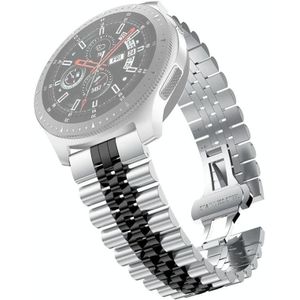 22mm Voor Huawei Watch GT 2 46mm / GT 2 Pro / GT 2e Five Beads Stalen Vervangende Band Horlogeband (Zilver Zwart)