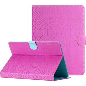 Voor 10 inch tablets effen kleur krokodiltextuur lederen tablethoes (roze rood)